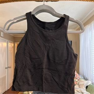 Lululemon ebb to street cropped tank in dark grey